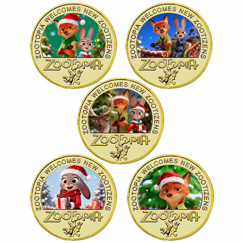 疯狂动物城朱迪 尼克纪念币 圣诞节动漫周边 跨境热卖款