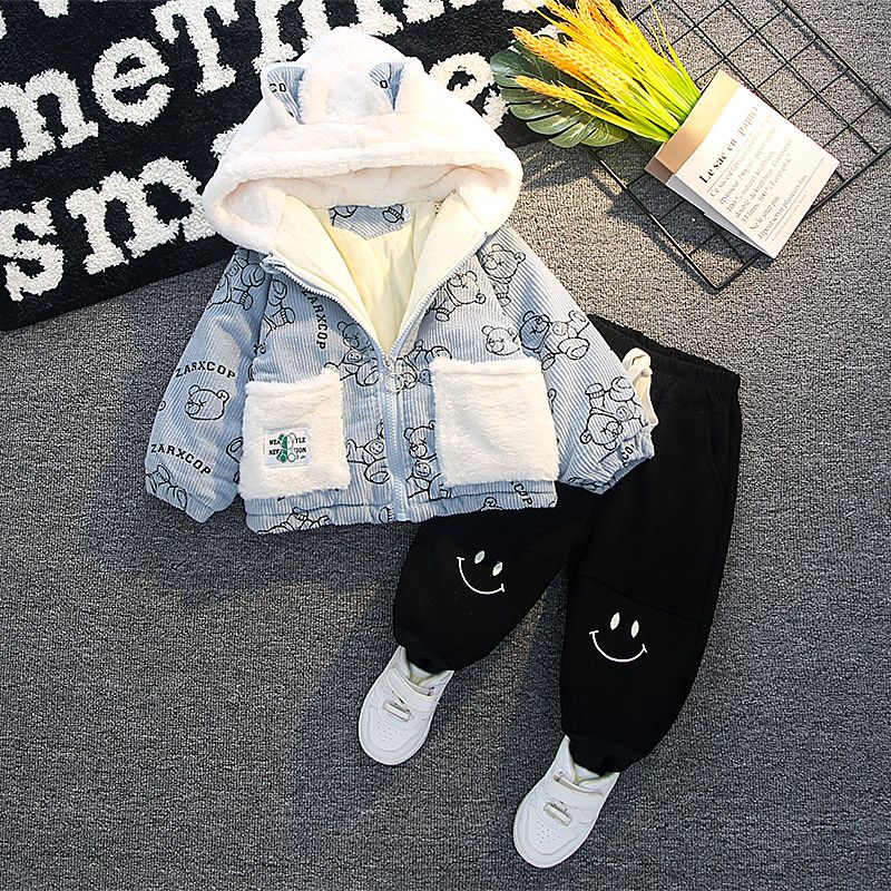 男童棉服套装宝宝冬季连帽外套新款儿童加厚棉衣洋气冬装两件套潮