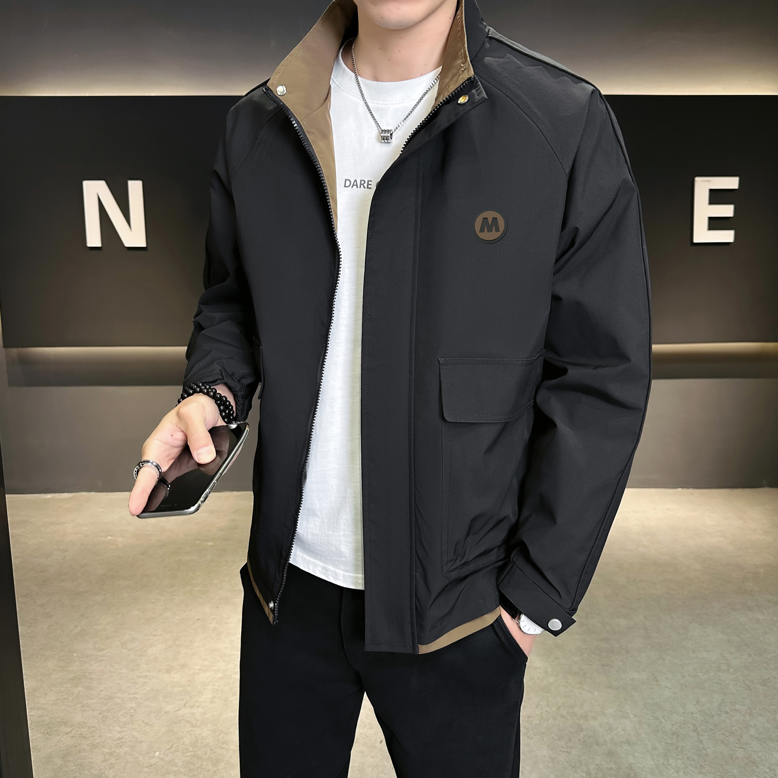 太山象韩版夹克男装秋冬2026新款休闲立领上衣服潮流宽松帅气外套