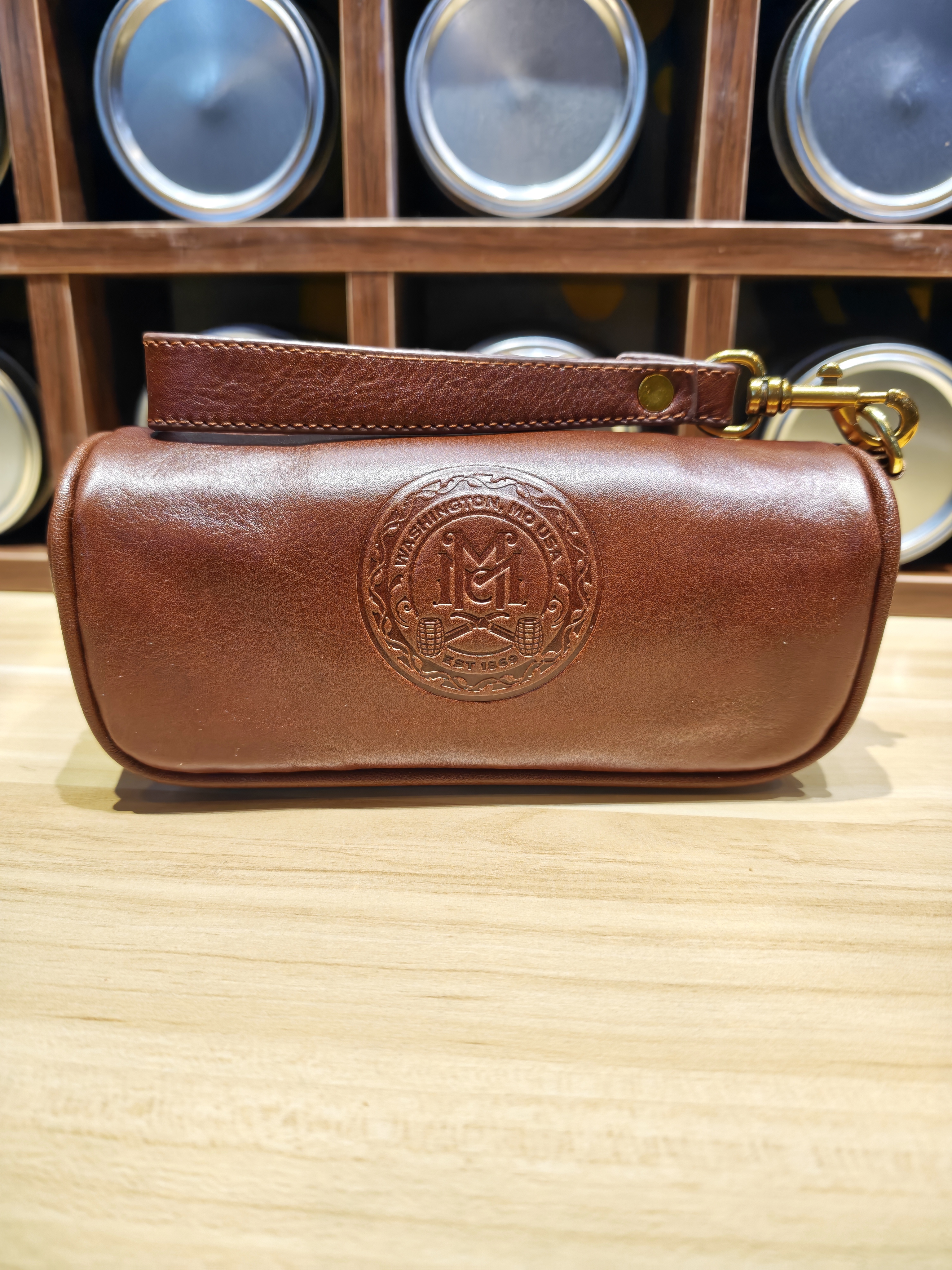 密苏里定制款烟斗客斗包棕色便携植鞣皮烟斗包