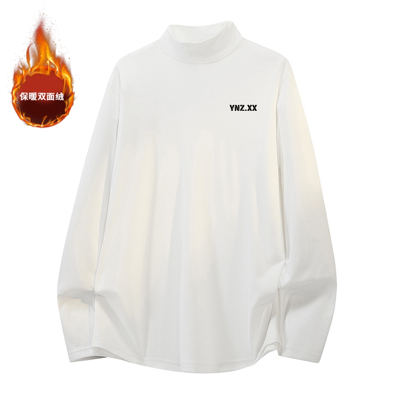 YNZ.XX半高领德绒长袖T恤秋冬季新款休闲简约保暖套头打底衫上衣