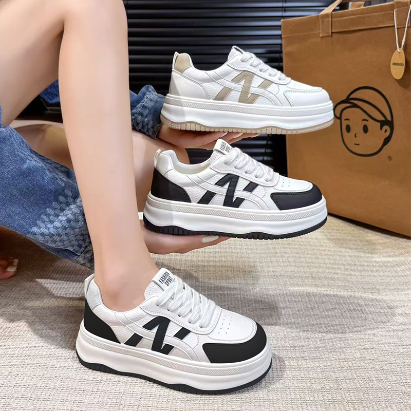 真皮厚底小白鞋女款秋季新款百搭休闲板鞋增高四季款女Q05