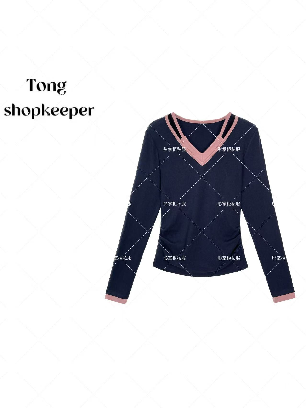 QJ/彤掌柜1682596 秋款2025绵羊毛秀场设计领假两件优雅显瘦上衣