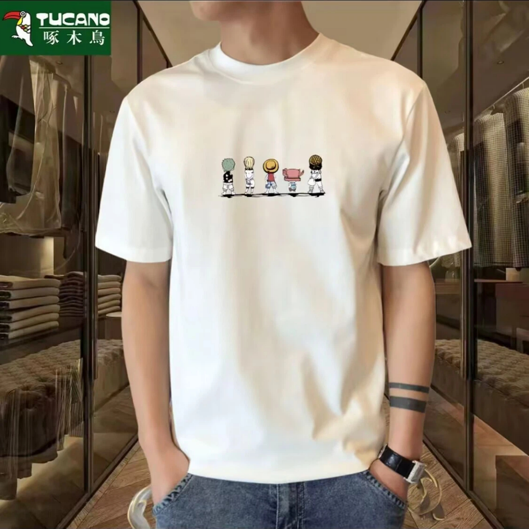 啄木鸟休闲短袖t恤男夏季新款宽松修身潮流打底青少年男士半袖T