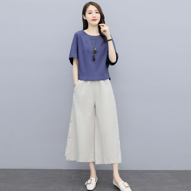 文艺套装女阔腿裤2025年夏季新款减龄时尚休闲小个子套装裤两件套