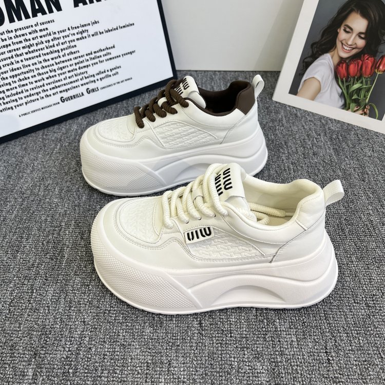 7CM厚底小白鞋女2025秋冬季加绒新款小个子松糕运动休闲鞋板鞋