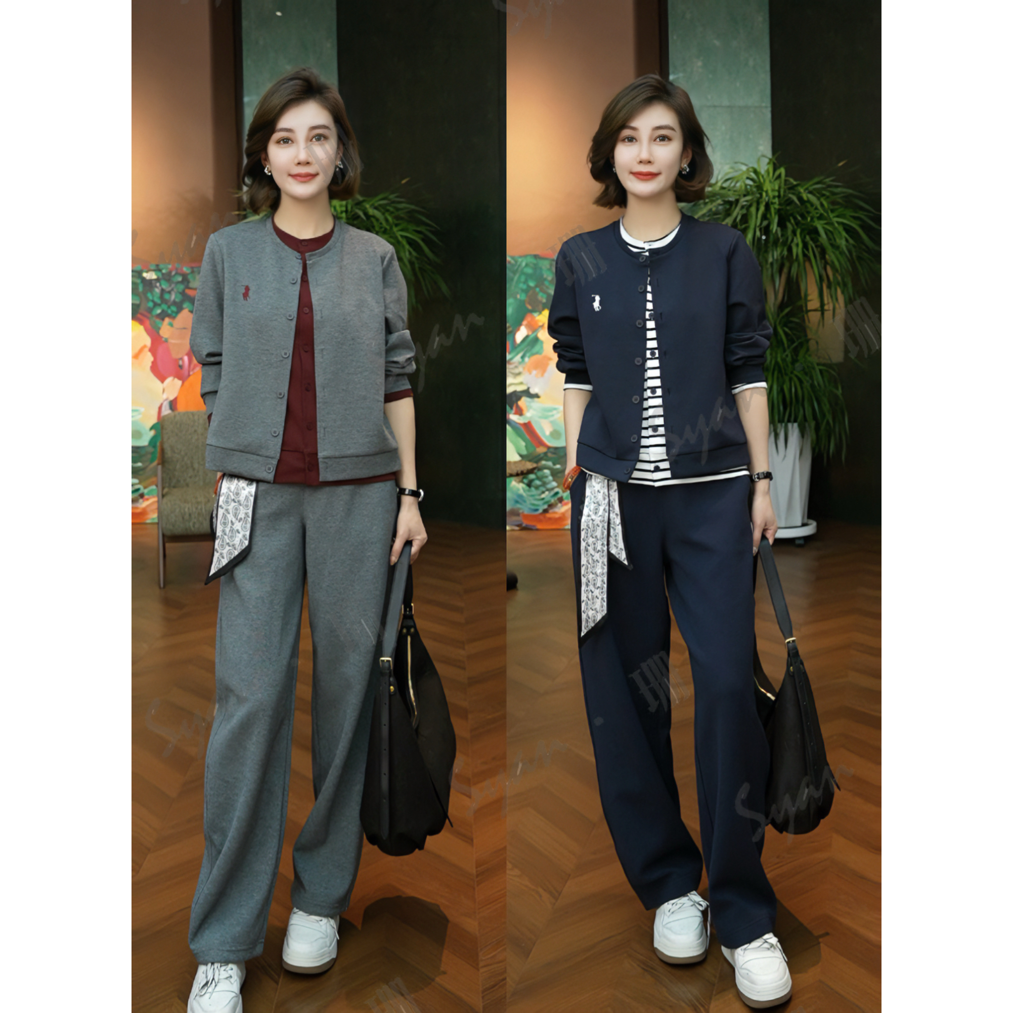 Syan【梵星】秋款设计外出通勤时尚潮流休闲风假两件外套