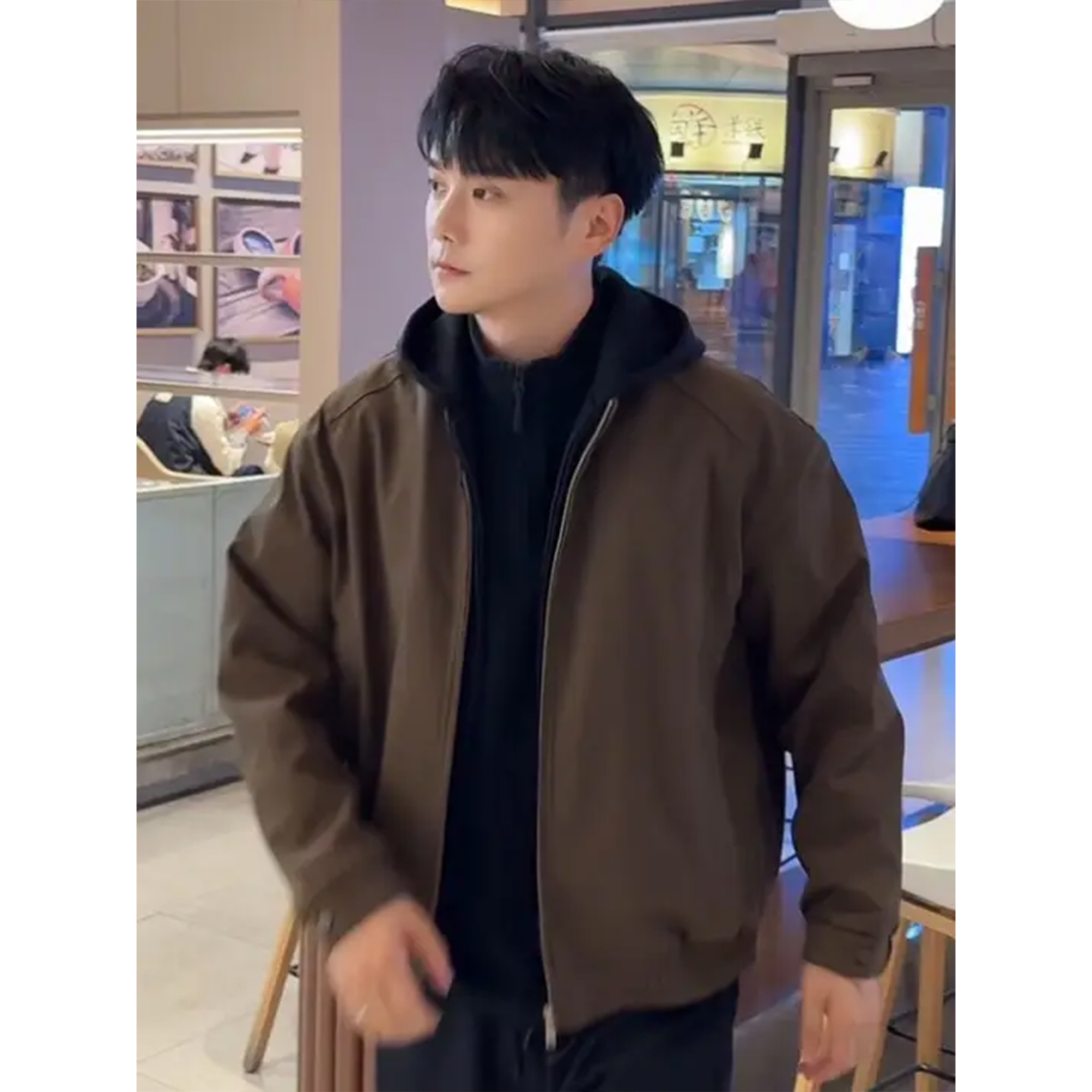 美拉德假两件棉服外套男士冬季毛绒加厚保暖夹克设计感工装棉衣