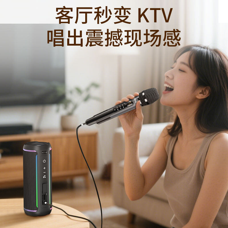 雷登音响内置声卡唱歌直播智能降噪动圈麦克风蓝牙音响通用麦克风