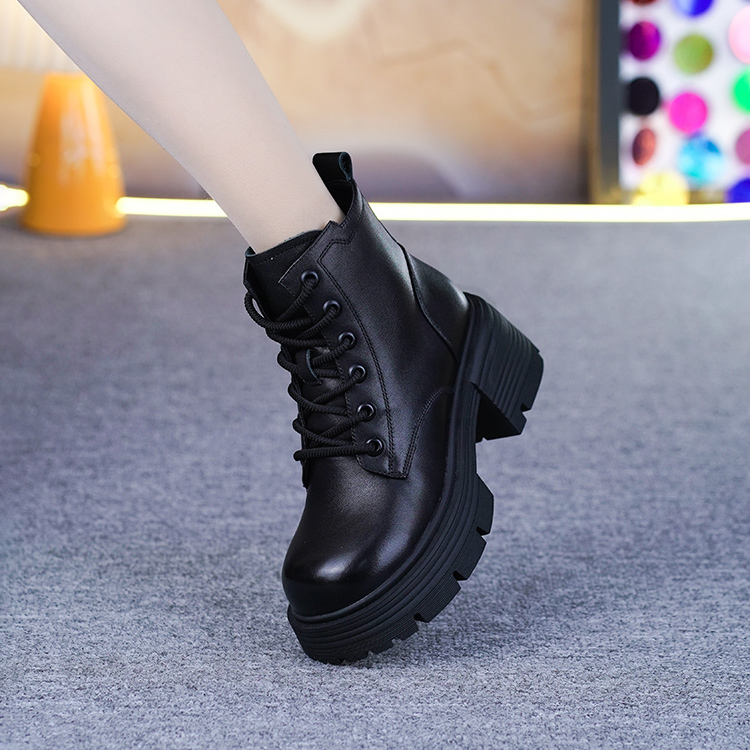 26110真皮马丁靴女秋冬新款头层牛皮厚底加绒加厚棉靴纯牛皮短靴