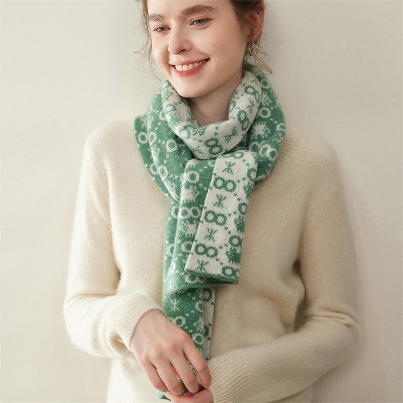 10177正品纯山羊绒 秋冬季提花加厚款 舒适保暖 围巾围脖气质时尚