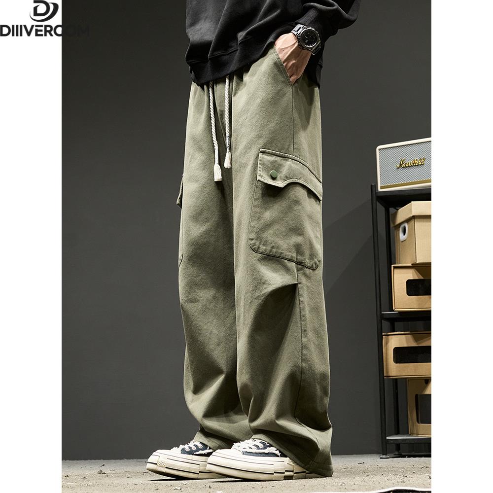 DIIIVERGOM轻奢痞帅秋季港式高街帅气阔腿裤春秋季纯色男式慵懒风