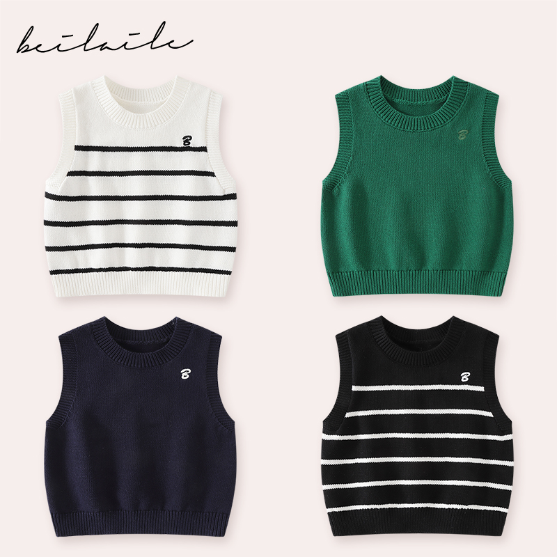 【百搭针织背心 小洛妈咪】宝宝春秋儿童装婴儿无袖上衣马甲背心B21