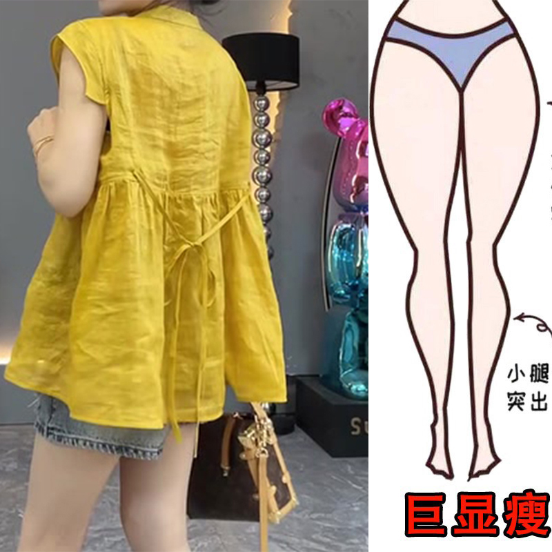 2028夏季新款宽松百搭显瘦气质洋气款减龄麻衫女遮肉显瘦休闲衬衫
