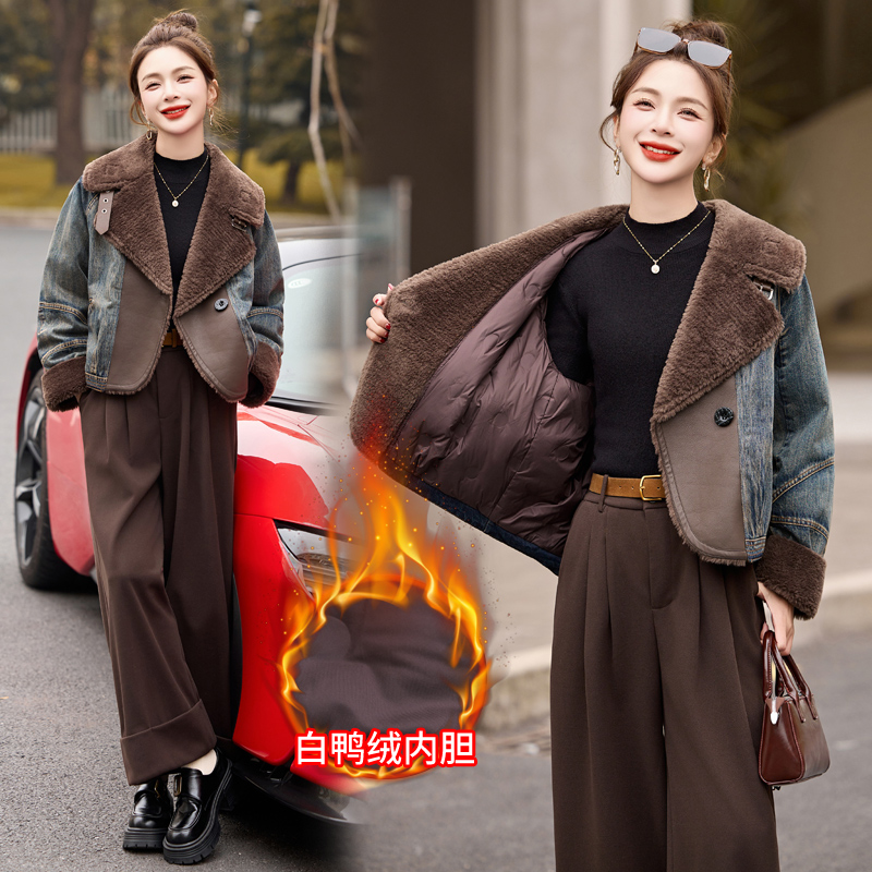 Nesoulum棕咖色直筒毛呢休闲裤子女冬季复古高腰显瘦宽松长裤