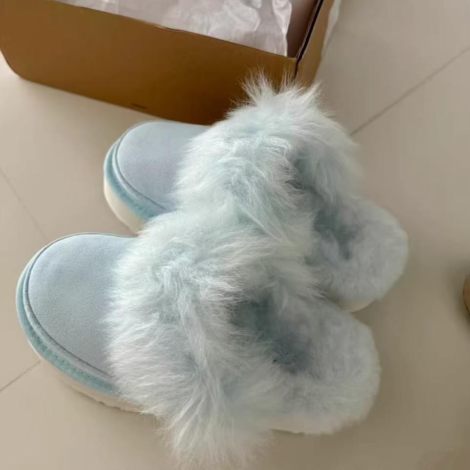皮毛一体包头毛毛拖鞋2025秋冬新款外穿防滑厚底雪地靴毛拖