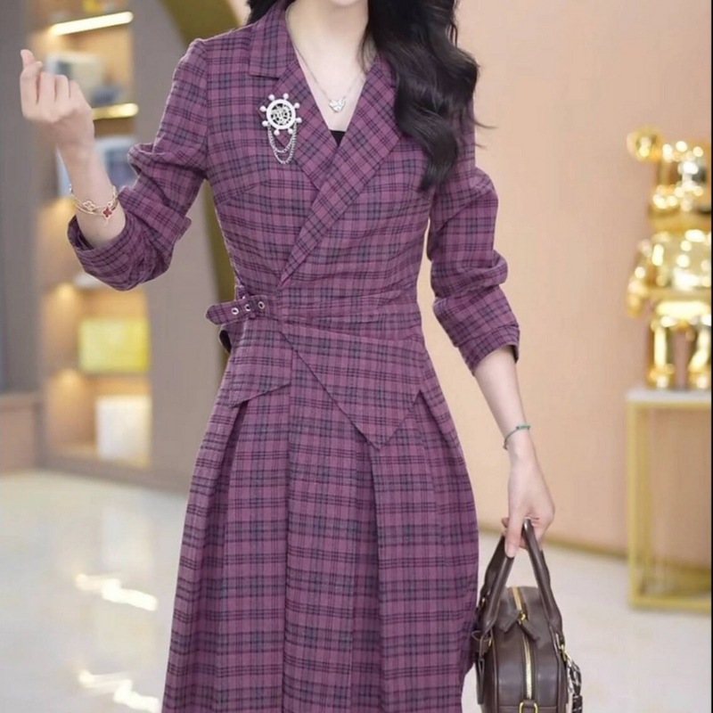 高档宝利格格纹时尚优雅新款气质时尚大气减龄收腰显瘦外套复古