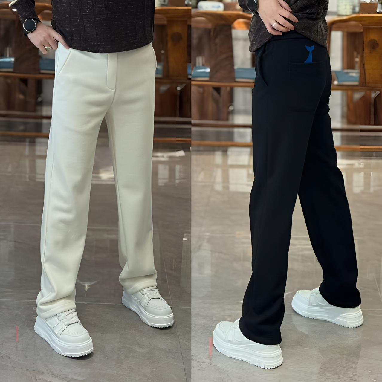 9619欧货冬季醋酸羊毛混纺立体裁剪舒适百搭男士直筒休闲裤