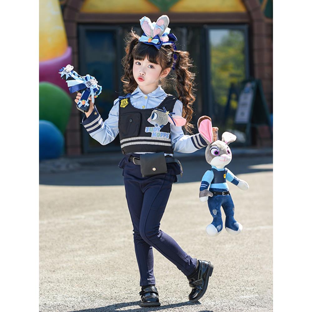 奥莱正品儿童兔子警官套装春秋季万圣节cosplay女童疯狂动物城朱