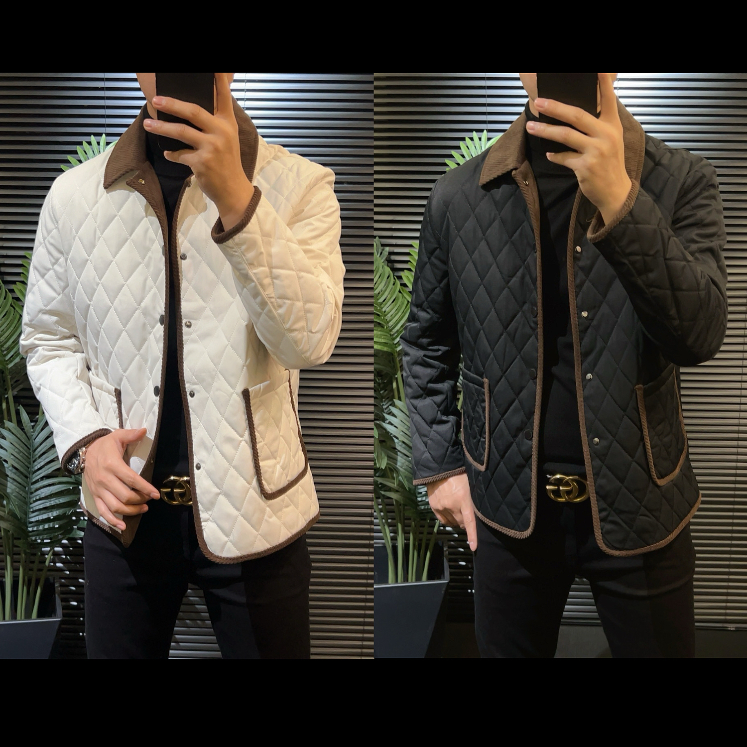 时尚百搭款·菱形格薄棉夹克外套‖25男士秋冬新款·轻奢系列LS