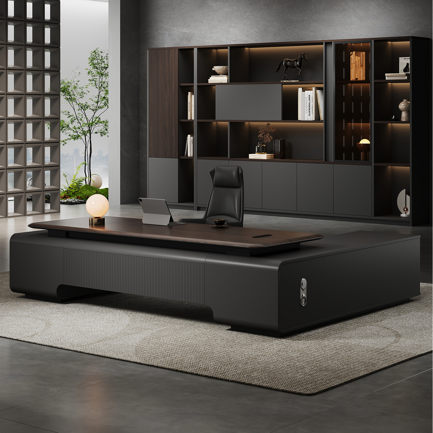 老板桌办公桌轻奢高级感董事长总裁领导办公室家具新中式大班台