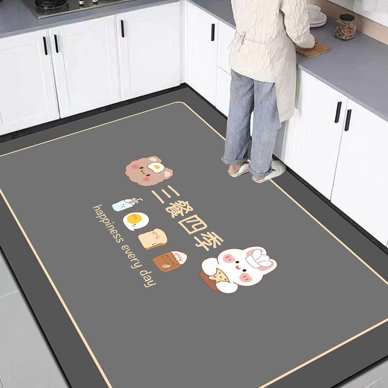 满铺厨房专用地垫简约轻奢吸水防滑防油耐脏脚垫子家用大面积地垫