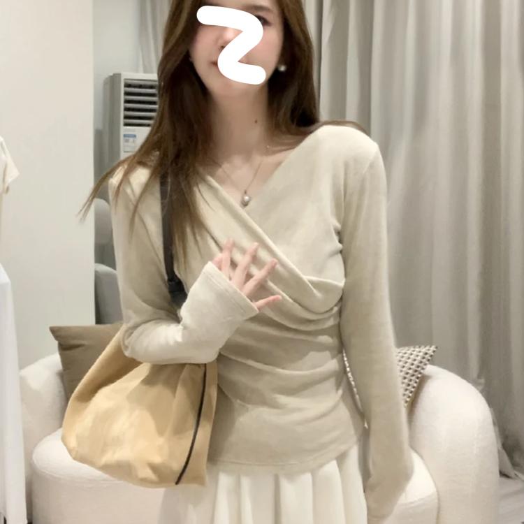 【8246】大码胖mm韩版chic内搭超好看独特别致打底衫长袖T恤女秋冬