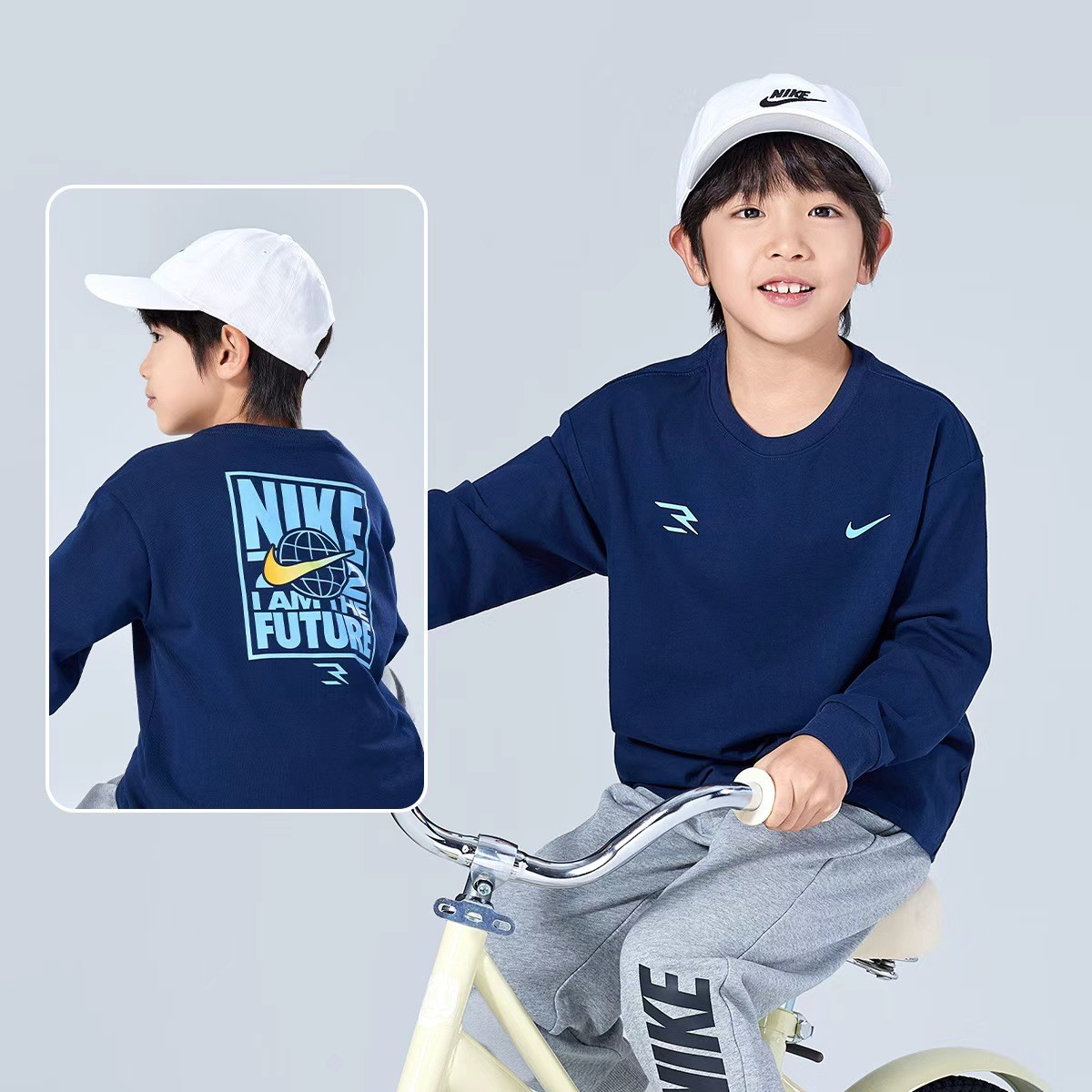 Nike 3brand耐克童装长袖男女童T恤2025秋季新款大童全棉上衣1738