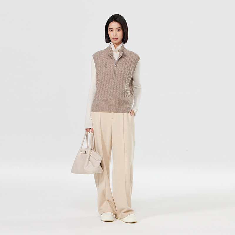 【琥珀流光】新疆GTS针织加厚纯羊绒针织衫马甲衫立领女装秋冬