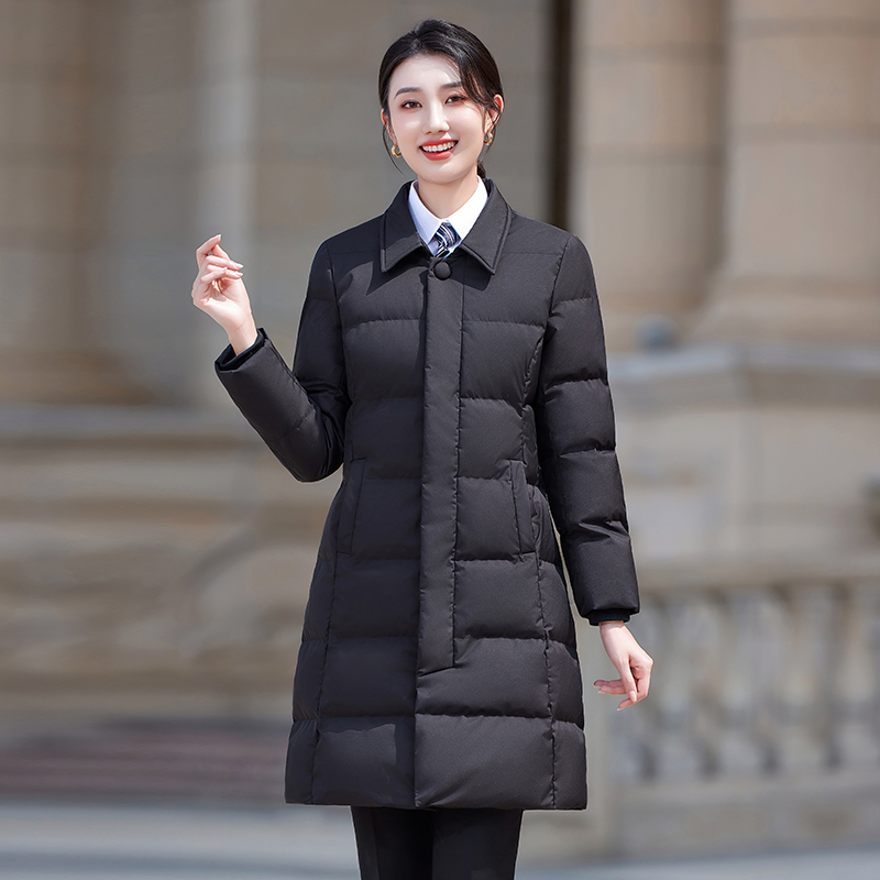 冬季中长款加厚防风保暖棉服酒店珠宝店售楼部通勤工作服女2516