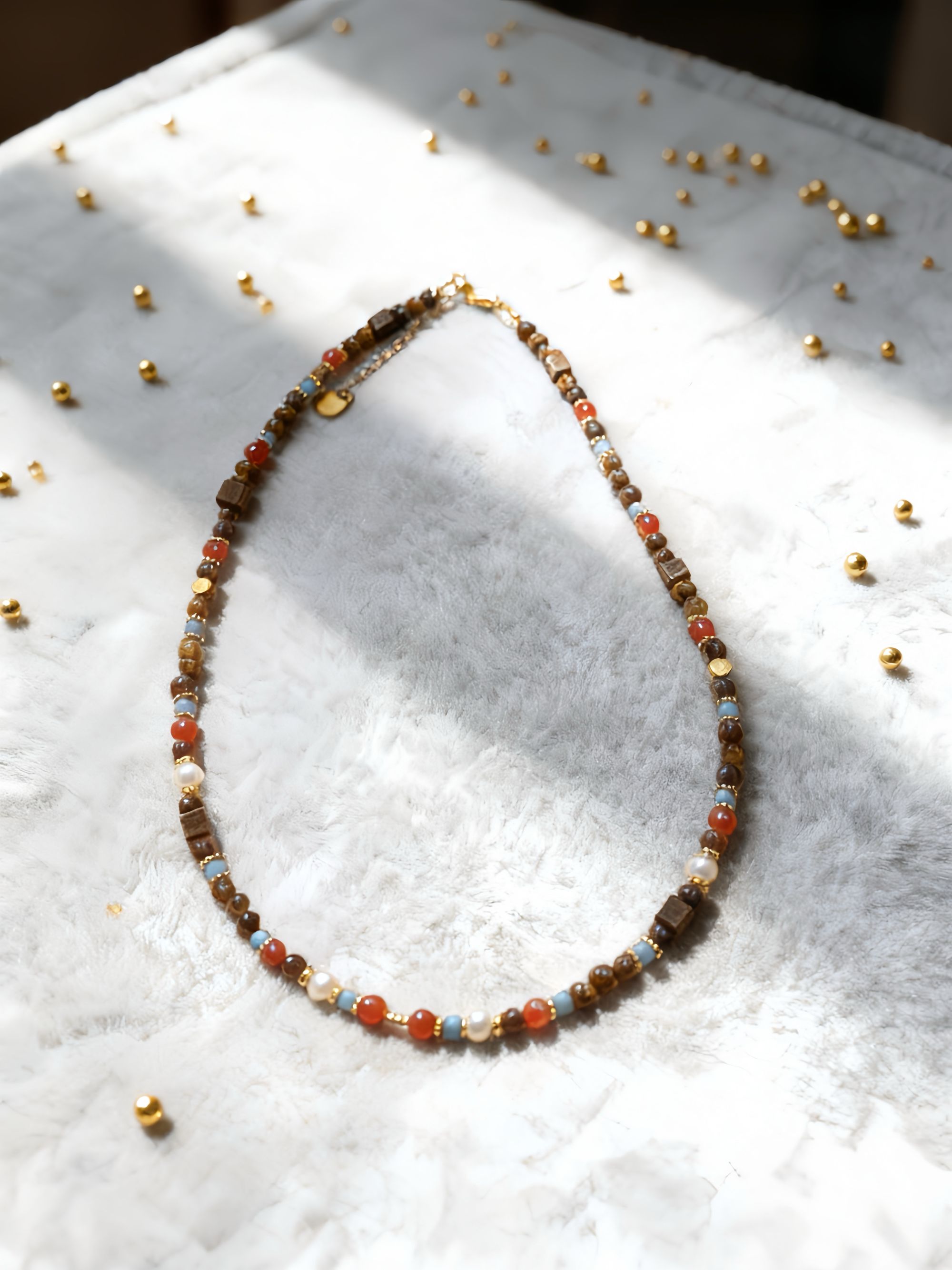 钛钢项链 秋冬美拉德彩色小众设计撞色百搭时尚项链毛衣链手工