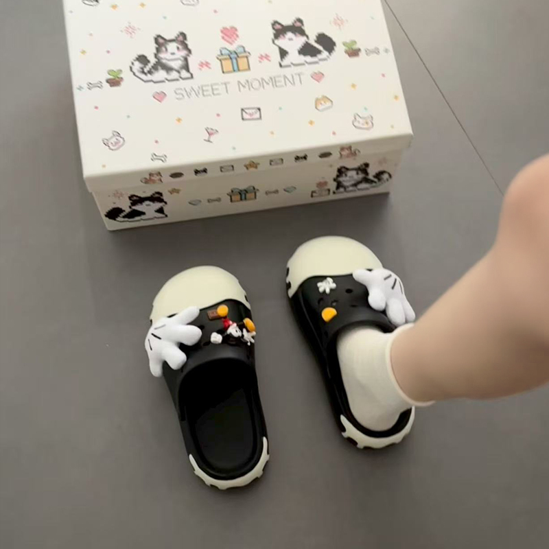 上班新搭子！趣味大手掌ns洞洞鞋女厚底增高防滑凉鞋沙滩包头拖鞋