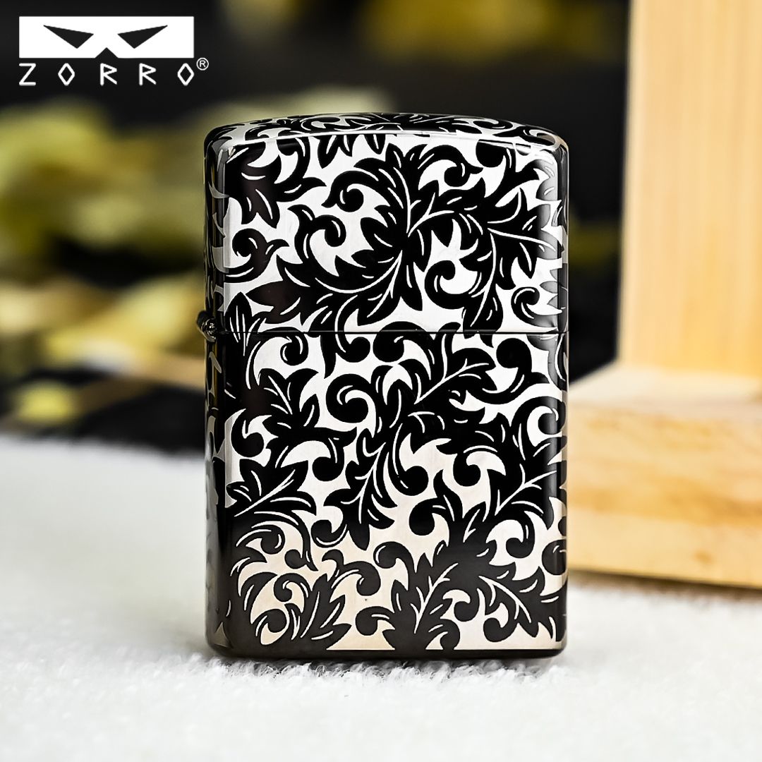zorro佐罗煤油打火机男士二代黑冰大唐草精雕创意潮送男友礼物