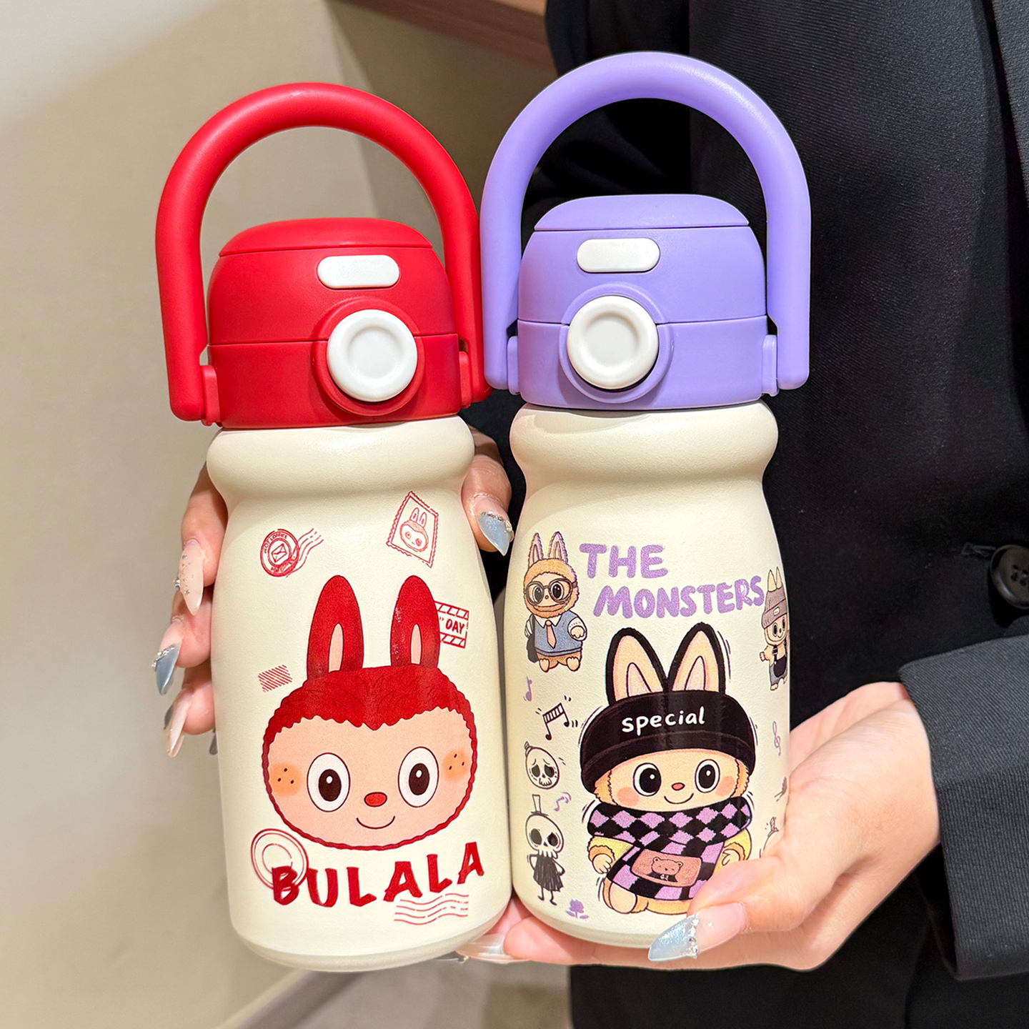 儿童保温杯可爱女孩小学生上学专用吸管双饮杯男孩幼儿园手提水壶
