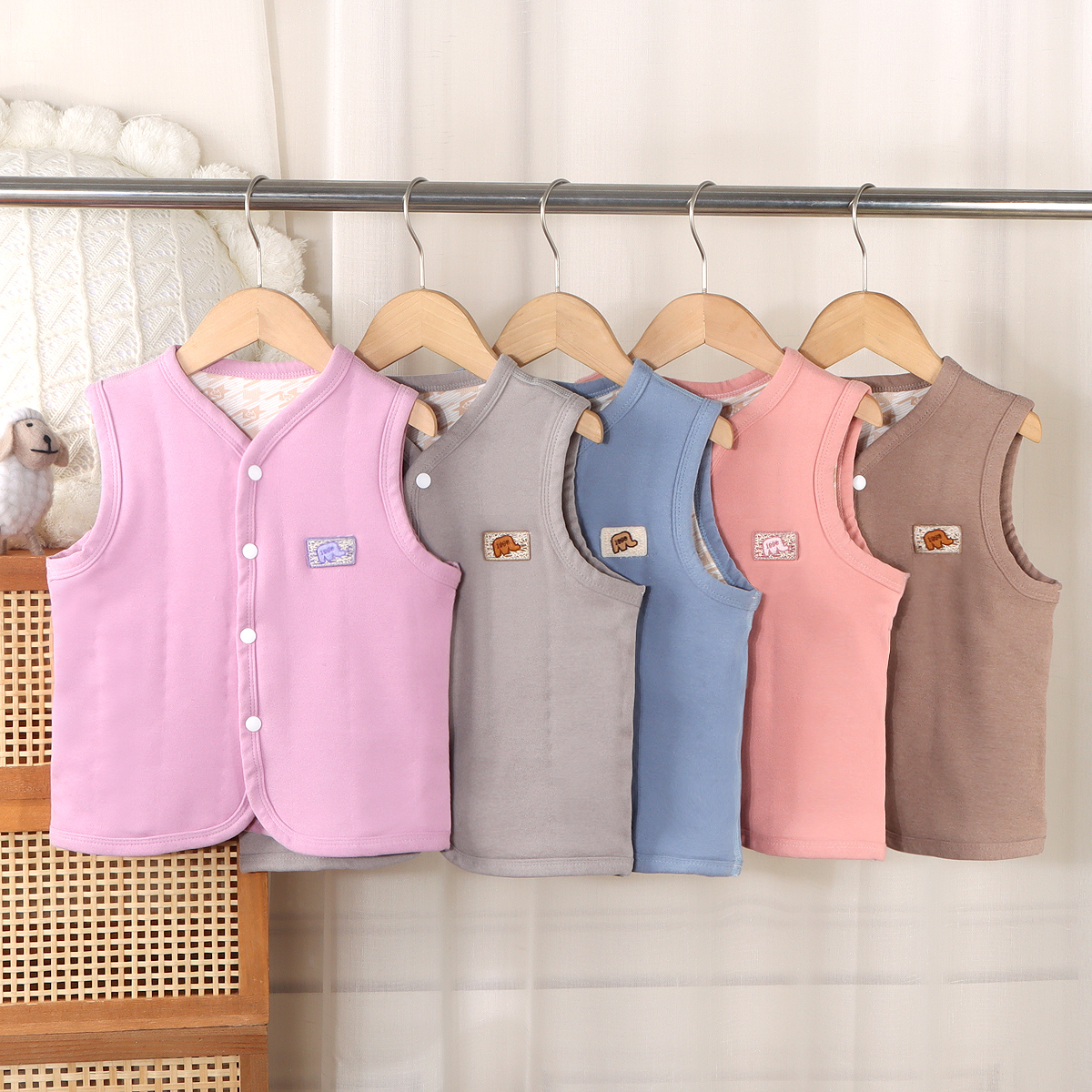 儿童保暖马甲宝宝婴儿秋冬内穿男童女童绵羊毛桑蚕丝校服神器加绒