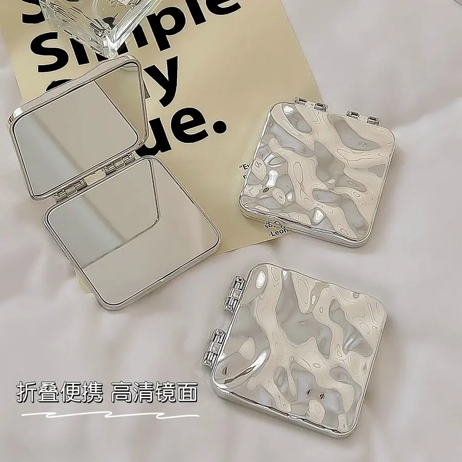 网红小镜子女高级感ins便携随身折叠双面镜迷你手持补妆化妆镜