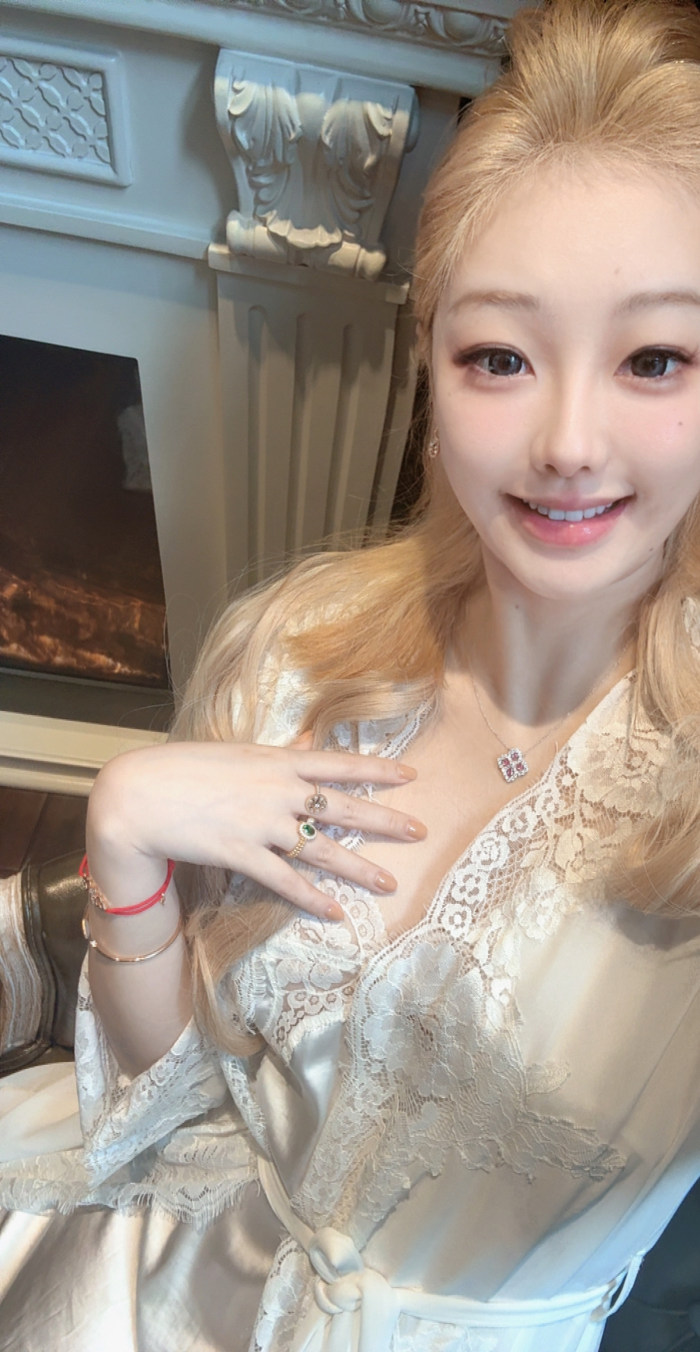 合金项链 2439【招桃花系列】loop粉钻好运四叶草项链