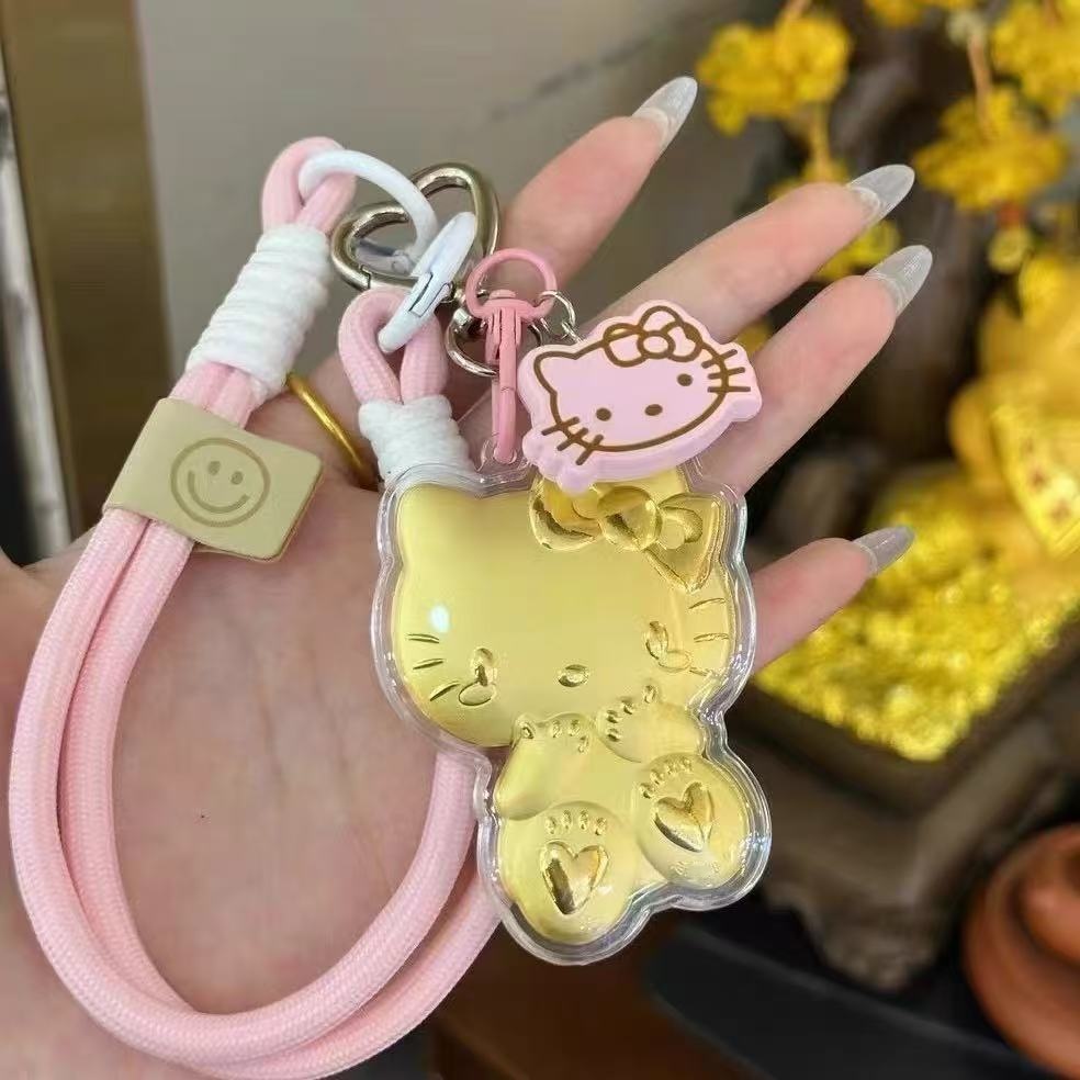 含金工艺品水贝正品KT猫带礼盒卡通可爱钥匙扣包包含金挂件小众