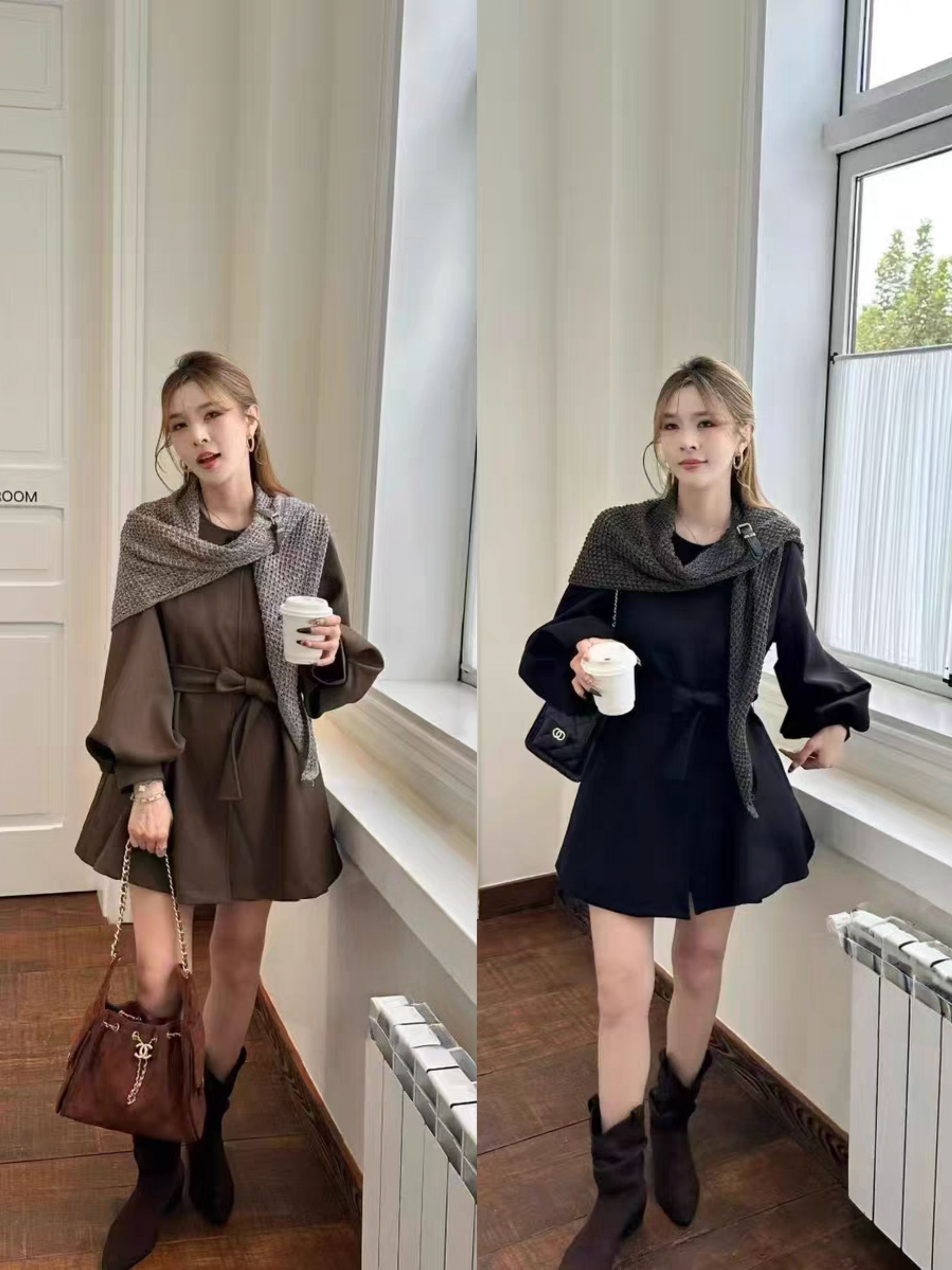 913-1富家千金设计感针织披肩中长款风衣新款时尚百搭显瘦大衣