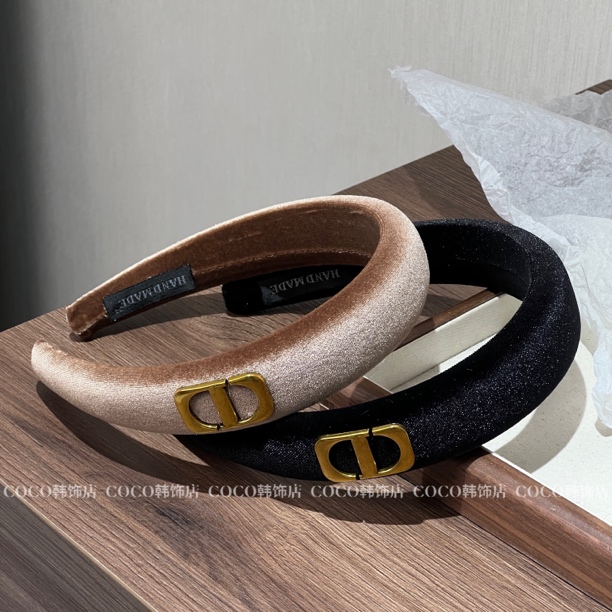 网红高级黑色金丝绒宽边发箍百搭高颅顶显脸小头箍头饰外出发卡