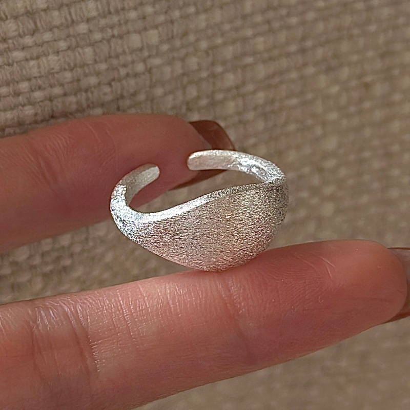 925银戒指 纯银韩版小众设计感复古拉丝简约戒指韩式风质感指环