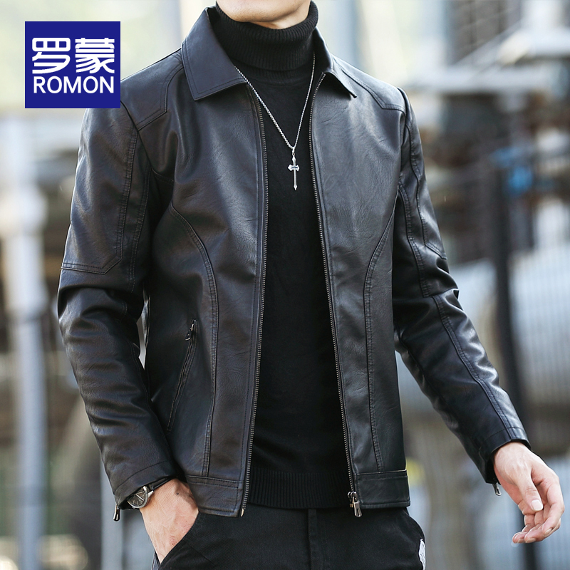 罗蒙春秋款皮衣夹克男士新款痞帅休闲外套男款秋季时尚百搭上衣男