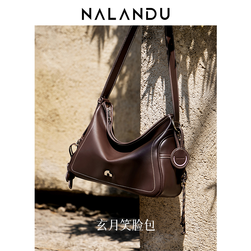 NALANDU纳兰杜单肩通勤女休闲拉链油蜡软牛皮百搭通勤真皮托特包