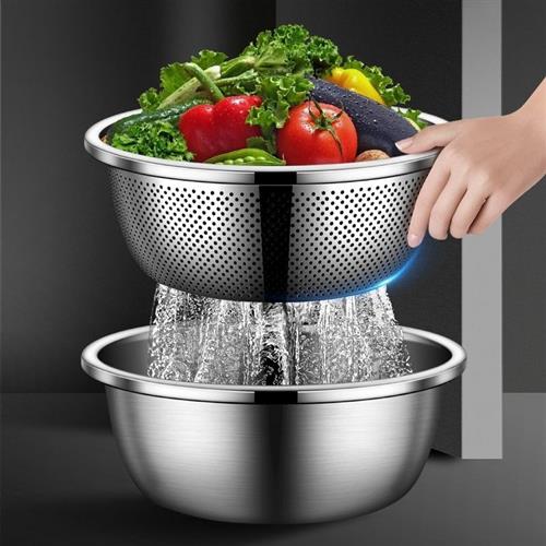 特厚不锈钢盆家用和面盆食品级沥水篮洗奶瓶专用料理大号汤盆