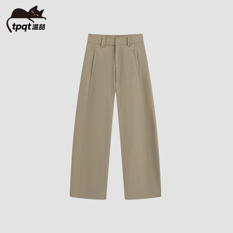 TpqT/温喆  高货西装暗扣休闲裤25年垂感时尚小香宽松阔腿拖地裤
