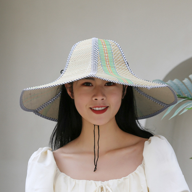 女士夏天扇形帽可折叠热卖中老年帽男士帽子钓鱼农民草帽遮阳2025