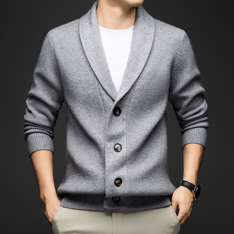 POETIBONET/佩托本那织衫开衫男春秋新款潮流商务休闲羊毛衫外套