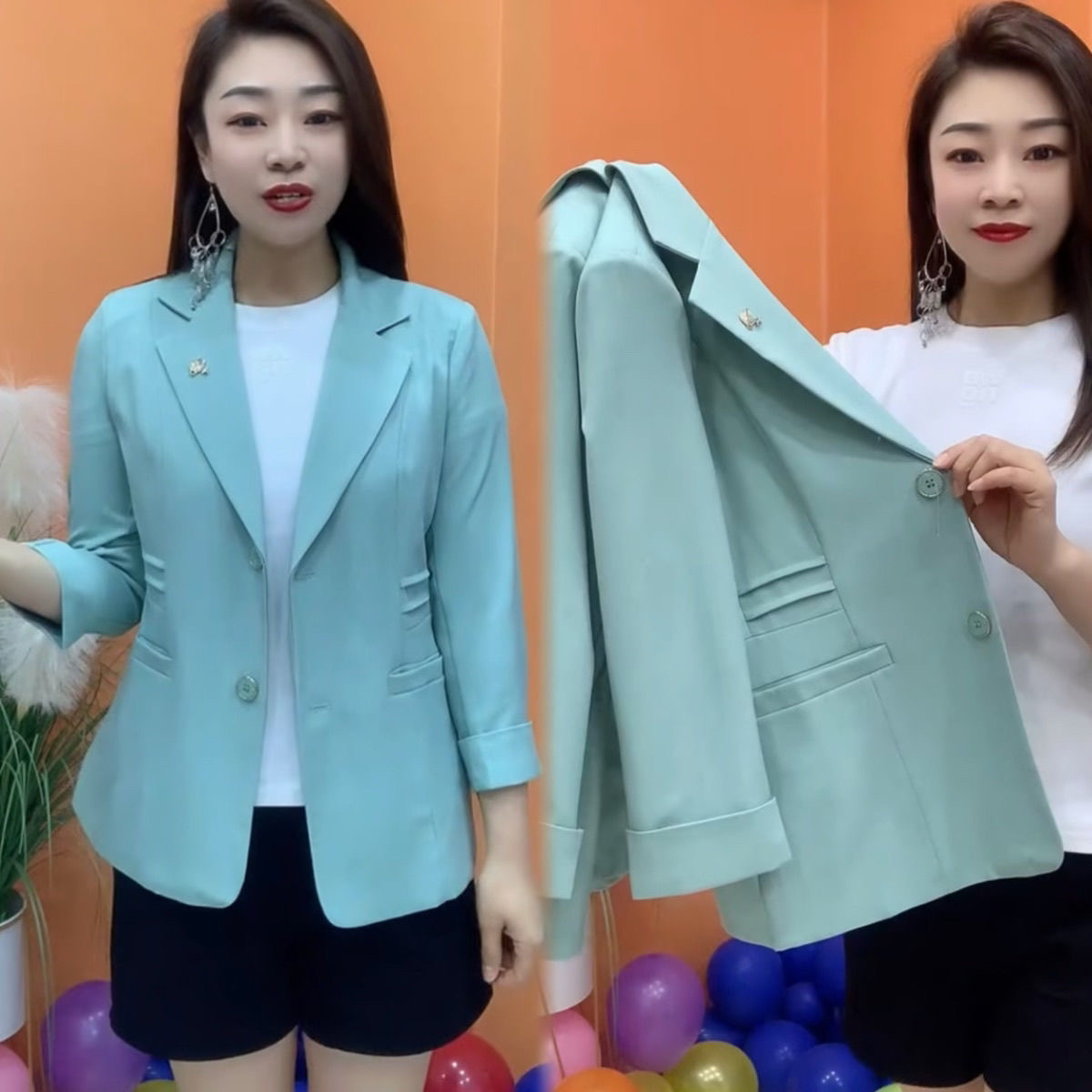 九分袖西装外套女士春夏2025新款小个子短款气质薄款开春西服上衣