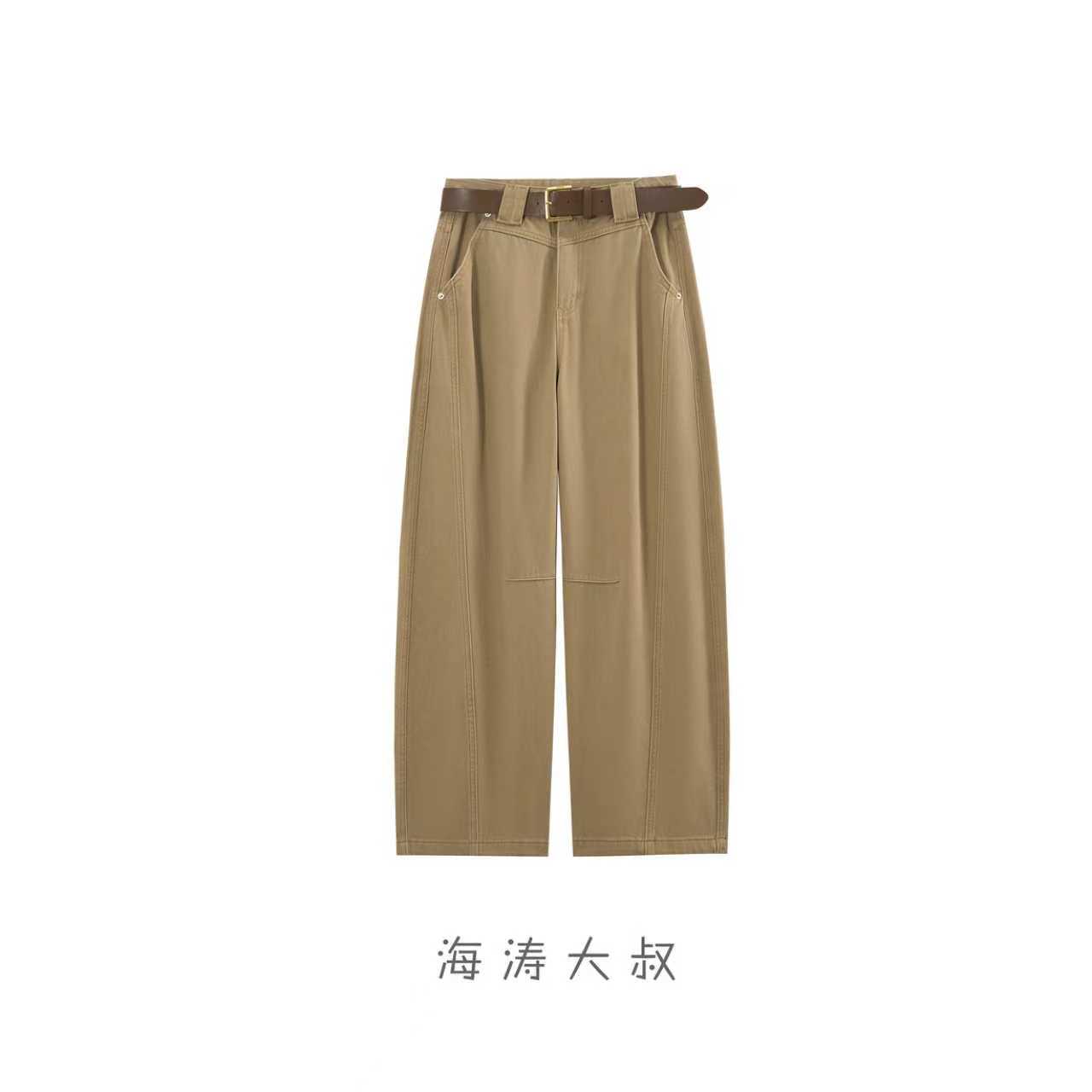 【海涛大叔】「酷炫至极」秋冬磨毛纯棉工装立体口袋微弯刀牛仔裤