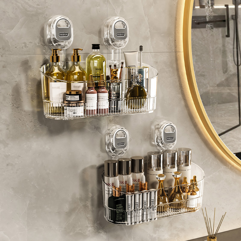 吸盘收纳置物架免打孔壁挂式家用厨房浴室收纳架多功能置物沥水架